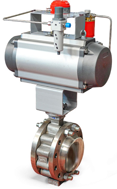 Отсечной клапан баттерфляй с пневмоприводом реечного типа. Серия КБО